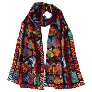 Van Gogh Monet Silk Cat Scarf Colorful 60”X16”